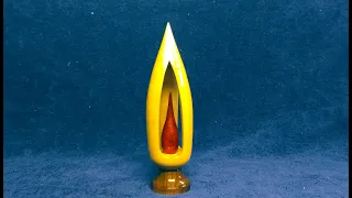 Wood Turning  Inside Out Candle Christmas Ornament