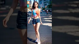’Shorts and colorful sneakers style'  #model #fashion #shortvideo #shorts #trending