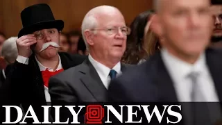 Monopoly man pops up behind former Equifax CEO at Senate hearing