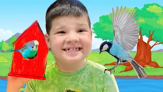 DIY BIRDHOUSE! Kids Crafting with Caleb and Mom! Learn Colors with Caleb! Family DIY Fun