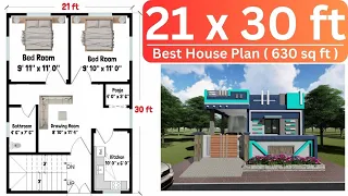 21x30 House Plan | 21x30 House Design | 21x30 House Plan With Garden | 21x30 East facing House Plan