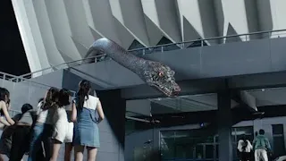 As soon as the students ran out of the building, they were eaten by a big snake!