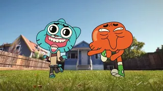 Gumball and Darwin running like titans