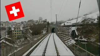 4K Führerstandsmitfahrt Nesslau - St.Gallen Train Cab Ride Switzerland Toggenburgerland in Fog