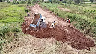New Project Push the Land to bury grass and forest with Bulldozer push Land And Dump Truck