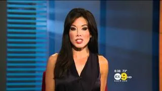 Sharon Tay 2011/08/17 8pm KCAL9 HD; Satin purple top, cold