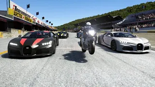 Suzuki Hayabusa vs Bugatti Chiron Super Sport at Old SPA