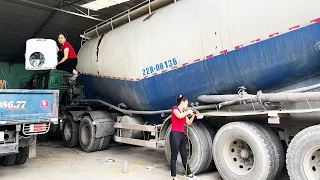 Genius Girl:  Install Air Conditioning For HOWO 371 Tractor ----Girl Mechanical / Hiếu