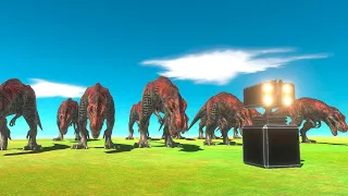 10 T-Rex VS 1 Rocket launchers | Animal Revolt Battle Simulator