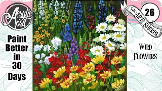 Wildflower Garden 🌺🌸🌼 Easy Acrylic Tutorial Step by Step Day 26   #AcrylicApril2022