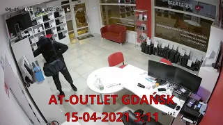Kradzież telefonów, kradzież laptopa, włamanie do sklepu At-Outlet