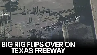 Vehicle explodes after going off Texas overpass