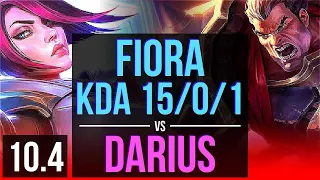 FIORA vs DARIUS (TOP) | 1.1M mastery points, KDA 15/0/1, 11 solo kills | NA Diamond | v10.4