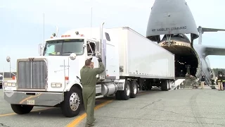 Watch A Gigantic C-5 Galaxy Cargo Aircraft Swallows A Semi Truck