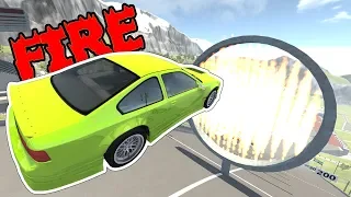 HIGH Speed jumping through FIRE WHEEL #1 - BeamNG Drive | WiszMisz