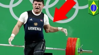 Horror weightlifting injury: Armenian weightlifter’s elbow goes snap at Rio 2016 Olympics - TomoNews