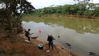 Pesca com emoção e um delicioso frito. Pesca de barranco.