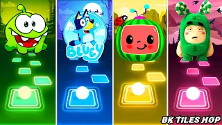 Om Nom vs Bluey Bingo vs Cocomelon vs Green Oddbods | Tiles Hop EDM Rush