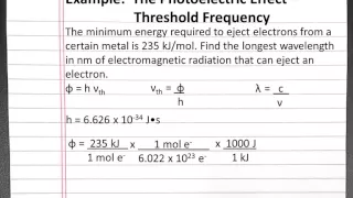 CHEMISTRY 101: Photoelectric Effect, Threshold Frequency