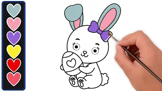 Draw an Easter bunny with preschool arts..!!!