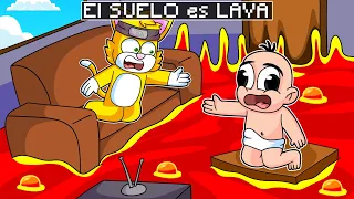 EL SUELO ES LAVA EN MINECRAFT 😭 (The Floor is Lava)  | MICHI MIAU, BEBE NOOB Y CAPITAN WINKI