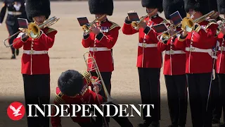 Soldiers withstand sweltering conditions during Trooping of the Colour