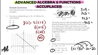 [ACCUPLACER  2023] ADVANCED ALGEBRA & FUNCTIONS - PART 1