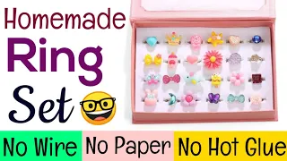 DIY rings without wire🌈😛Homemade cute ring set at home/ How to make ring at home/Homemade Diy  Rings