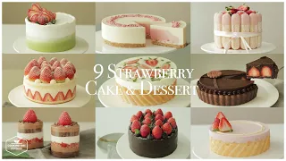 9 Strawberry Cake & Dessert Recipe | Chocolate Cake,Cheesecake,Tart,Charlotte Cake