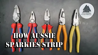 Aussie Sparky Strips For A Living - Tutorial On How To Strip Cable With Linesman Pliers