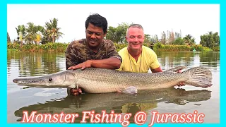 Jurassic Mountain Resort & Fishing Park - Catching huge Gar and Arapaima June 2023