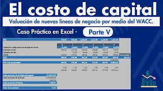 Costo de capital. Parte V. Valuación de nuevas lineas de negocio por medio del WACC. Caso en Excel.