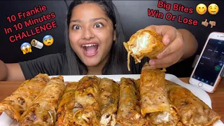 10 FRANKIE IN 10 MINUTES CHALLENGE | BIG BITES | INDIAN MUKBANG | FOOD CHALLENGE VIDEOS