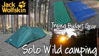 Solo Wild camping in the woods | jack wolfskin gossamer tent | trying Budget down blanket & mat