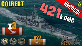 DAMAGE RECORD! Colbert 3 Kills & 421k Damage | World of Warships Gameplay
