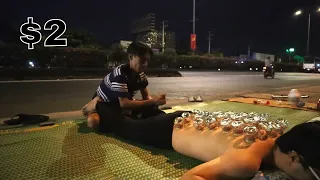 $2 ASMR Back Massage in Vietnam | Street massage