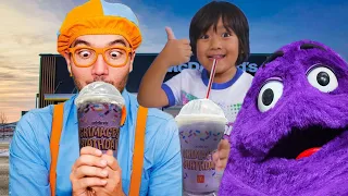 Blippi Wonders and Ryan's World Tried the Grimace Shake in Real Life