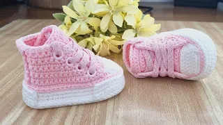 Crochet All Star Baby Booties/Easy to make/9 cm/ 1 to 3 months
