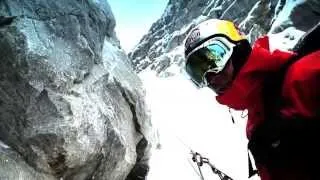 Valery Rozov BASE jump from mountain Ushba in Georgia