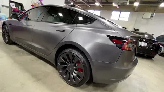 2021 Tesla Model 3 Vinyl Wrapped in 3M 2080 Series Satin Dark Grey