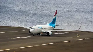 BEAUTIFUL LUXAIR BOEING 737 700 Landing and Takeoff At Madeira Airport 14 03 2020