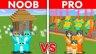 NOOB vs PRO: SAFEST SECURITY VILLAGE TO PROTECT MY FAMILY (Minecraft)