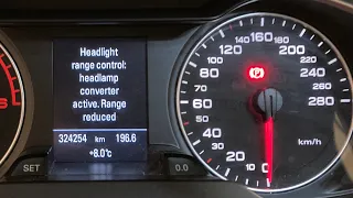 Headlight range control - headlamp converter active. Range reduced - Audi A4, A5, A6, Q3, Q5, Q7 MMI