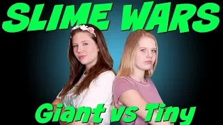 SLIME WARS TINY VS GIANT SLIME CHALLENGE || Taylor and Vanessa