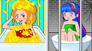 Rich vs Broke Princess in Jail / Funny Situations in Jail - Hilarious Cartoon Animation