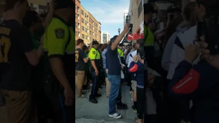 Julian Edelman signs vinnie's jersey at the Puma store