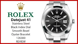 ▶ Rolex Datejust 41 Stainless Steel Black Index Dial Smooth Bezel Oyster Bracelet 126300 - REVIEW