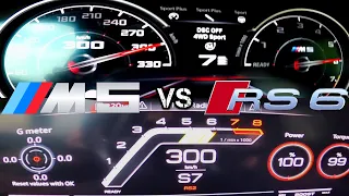 BMW M5 F90 vs Audi RS6 C8 acceleration battle 0-300 km/h