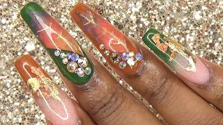 Acrylic Nails Tutorial - How To Encapsulated Acrylic Nails with Nail Forms - Fall Inspired Nails