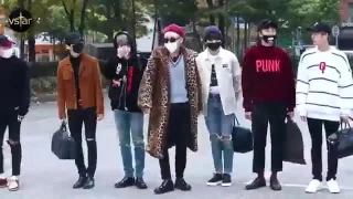 BTS V dancing to PAPP on the way to Music Bank + embarrassed Jimin